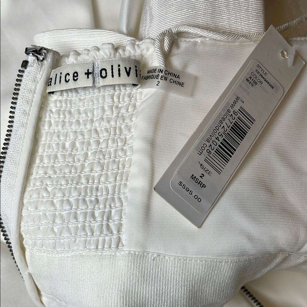 ALICE + OLIVIA Nadie Scooped Bustier White Ruffle Mini Dress Size 2 - Picture 9 of 10